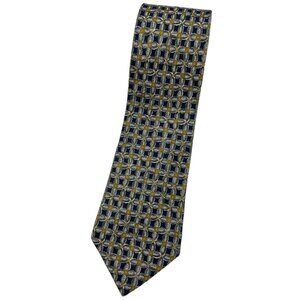 ERMENEGILDO ZEGNA Men's Silk Necktie LUXURY Tie Blue Floral W:4" EUC
